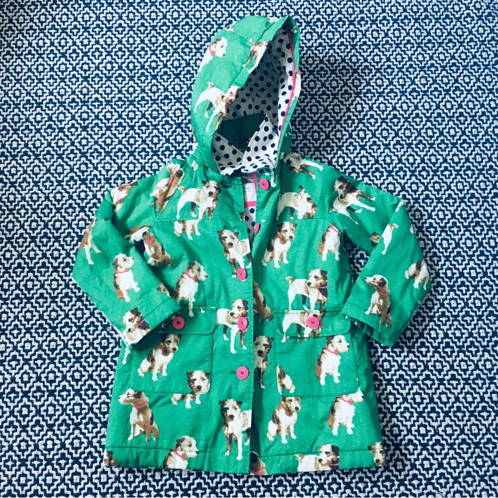 EUC vibrant Mini Boden Girls Green Terrier Dog Coat Jacket